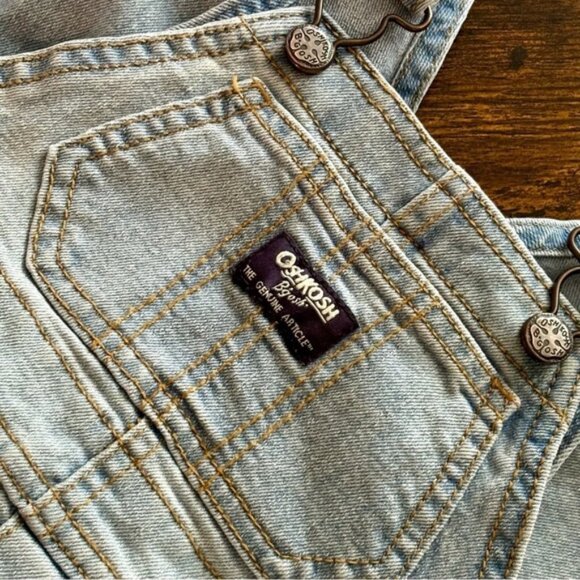 OshKosh Distressed Light Denim Infant Baby Jean Unisex Overalls Size 9 Months - Picture 1 of 5